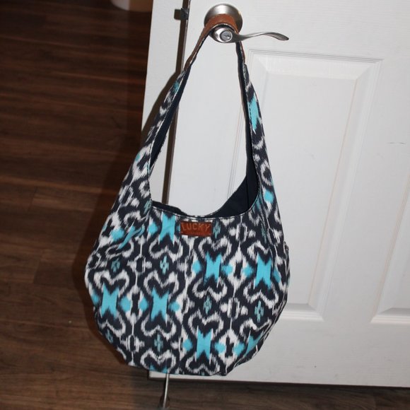 Lucky Brand Handbags - Big Lucky Brand Hobo Sling Ikat Canvas Tote Bag Lg
